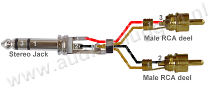 Male Jack naar 2x RCA / Tulp